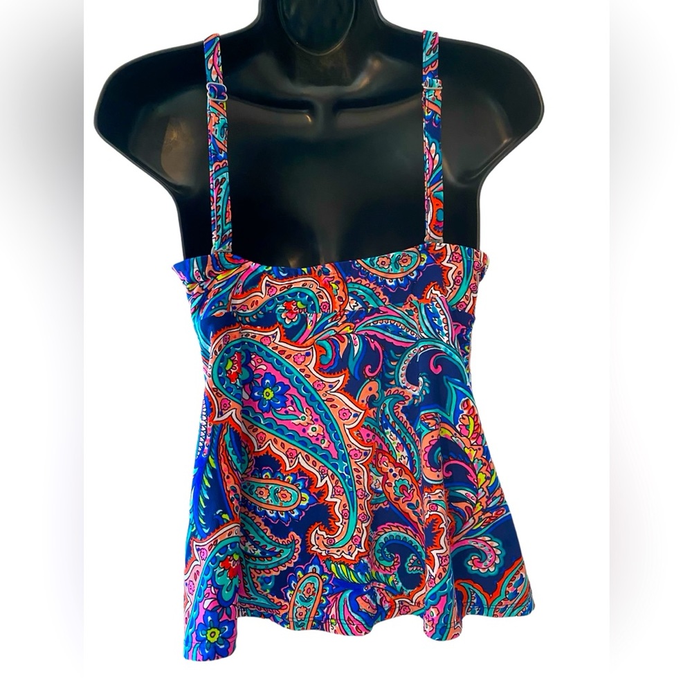 ST JOHN'S BAY Women's paisley fields printed Tankini Top adj. straps NWOT Size 8 - Picture 4 of 9